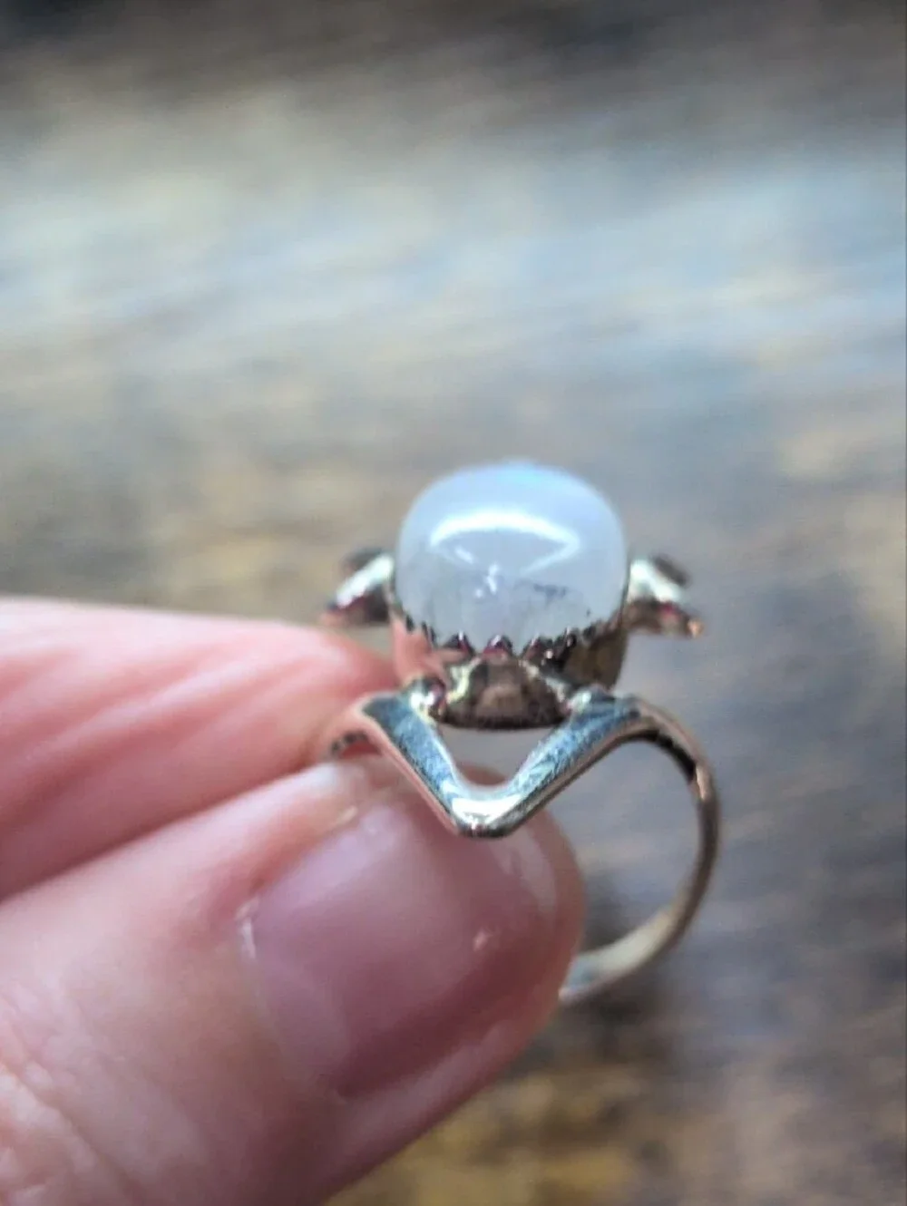Silver Moonstone and Peridot Statement Ring - Moonlight Glow